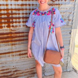 See and Be Seen EMBROIDERY STRIPED DRESS Detail size small floral